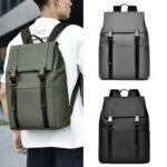 Men’s Oxford Cloth Backpack (Wear‑Resistant) – Roomy College & Work Bag with Side Pockets (Black/Gray/Green)