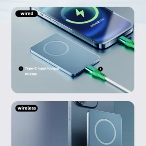 Magnetic 10000mAh Wireless Power Bank – PD20W Slim Metal MagSafe Portable Battery