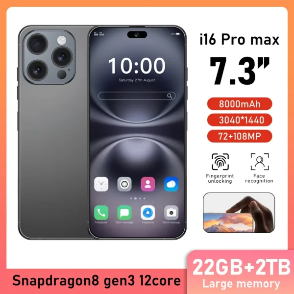 i16 Promax Pro 4G/5G Dual SIM Smartphone with 8000mAh Battery